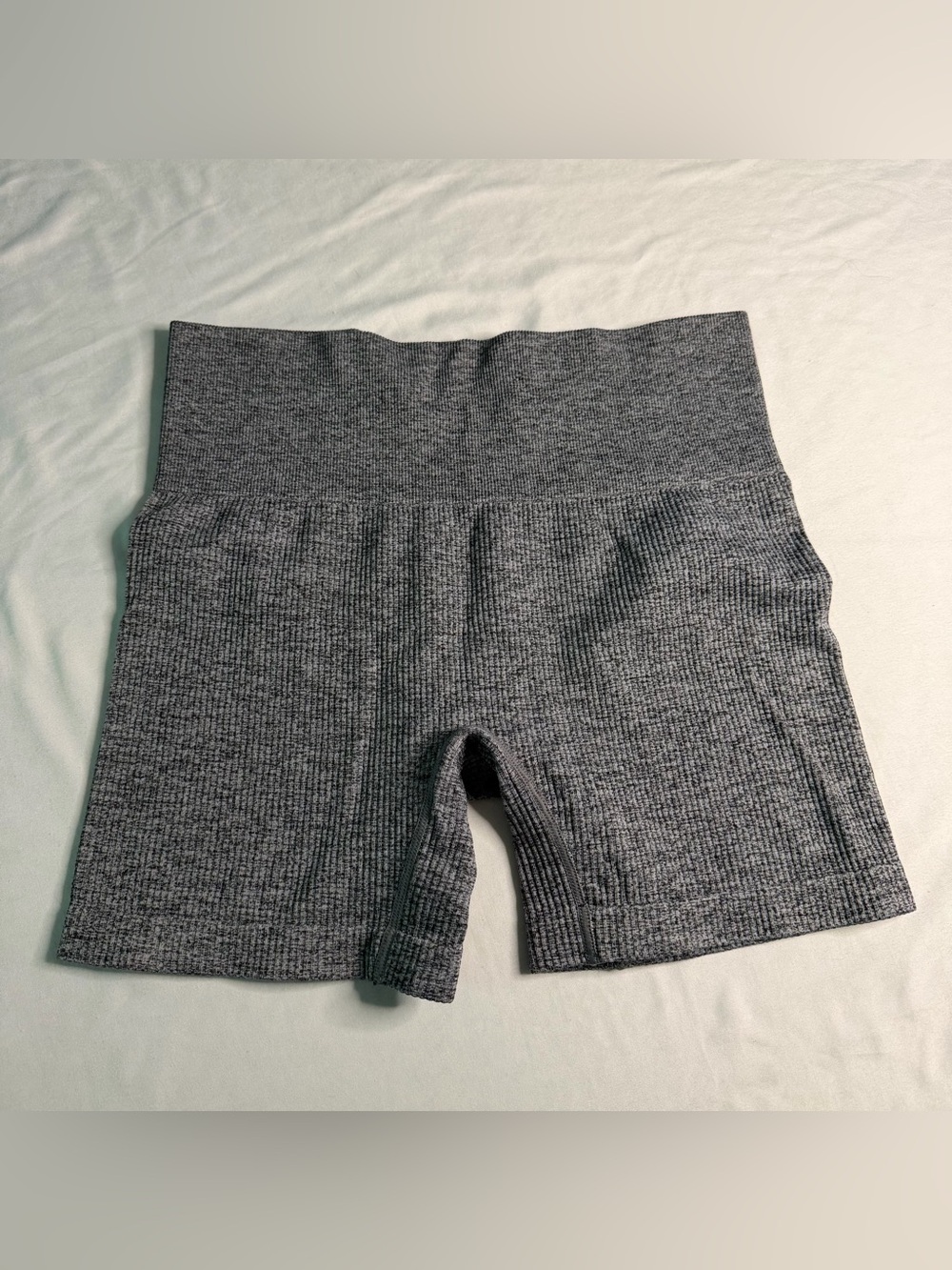 Colsie Seamless Athletic Yoga Pilates Ribbed Biker‎ Shorts Gray Marl Size Small